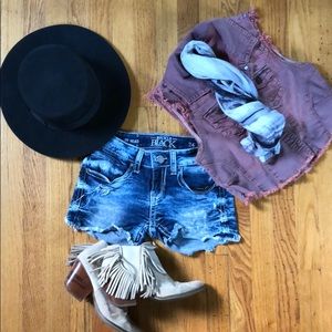 Buckle Black Jean Shorts